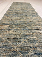 3x9 Blue and Ivory Modern Contemporary Runner