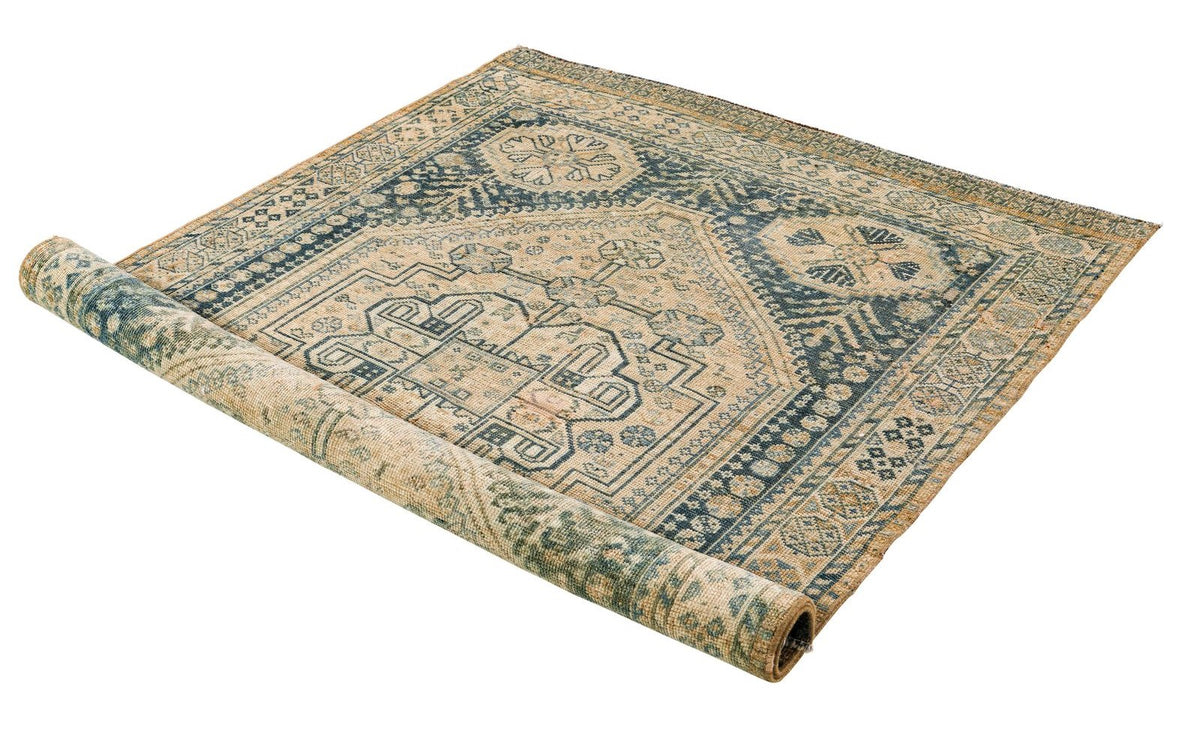 4x5 Blue and Beige Persian Rug