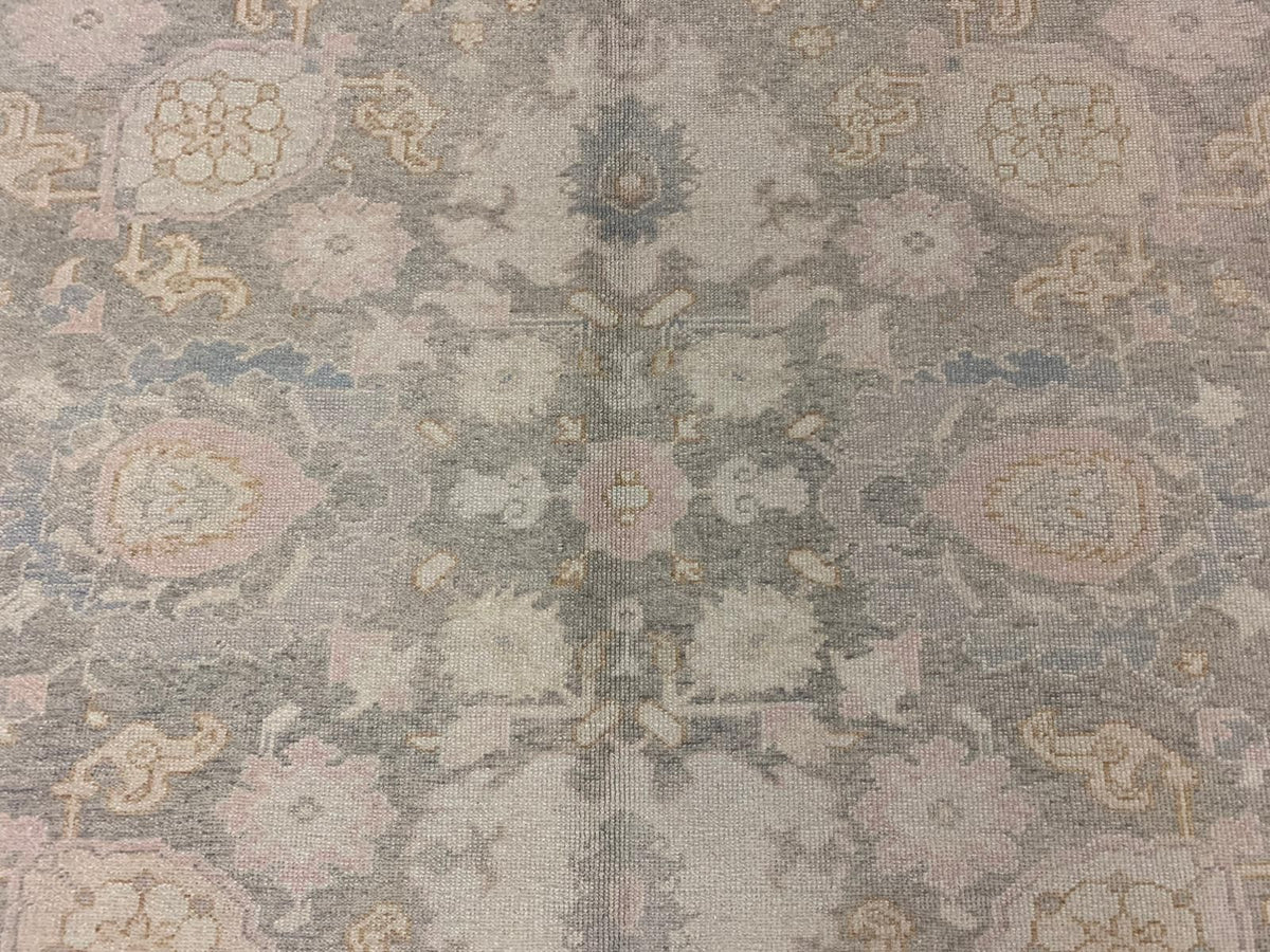 9x11 Ivory and Gray Turkish Oushak Rug