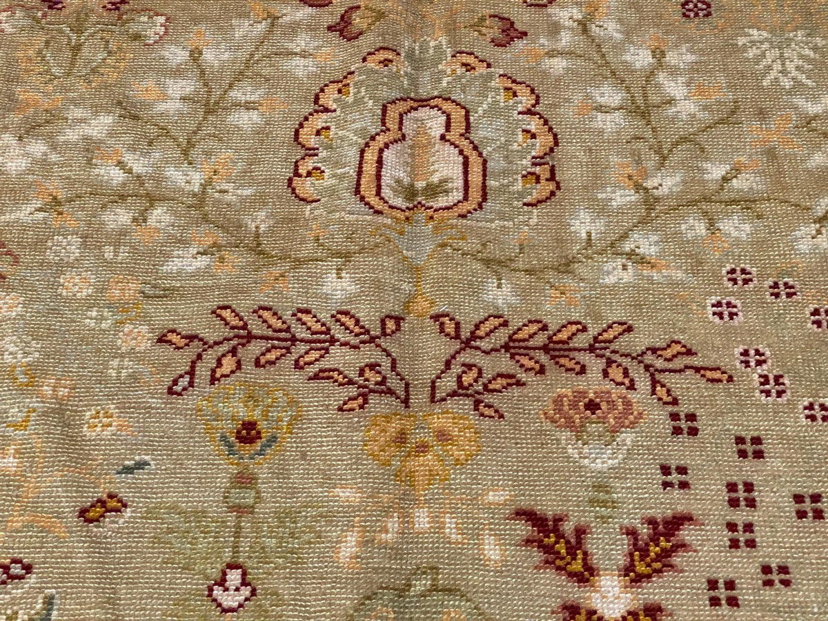 Vintage Handmade 9x12 Beige and Red Anatolian Turkish Oushak Distressed Area Rug