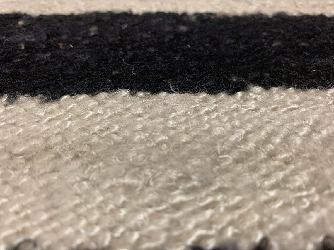 6x9 Black and White Turkish Tribal Rug