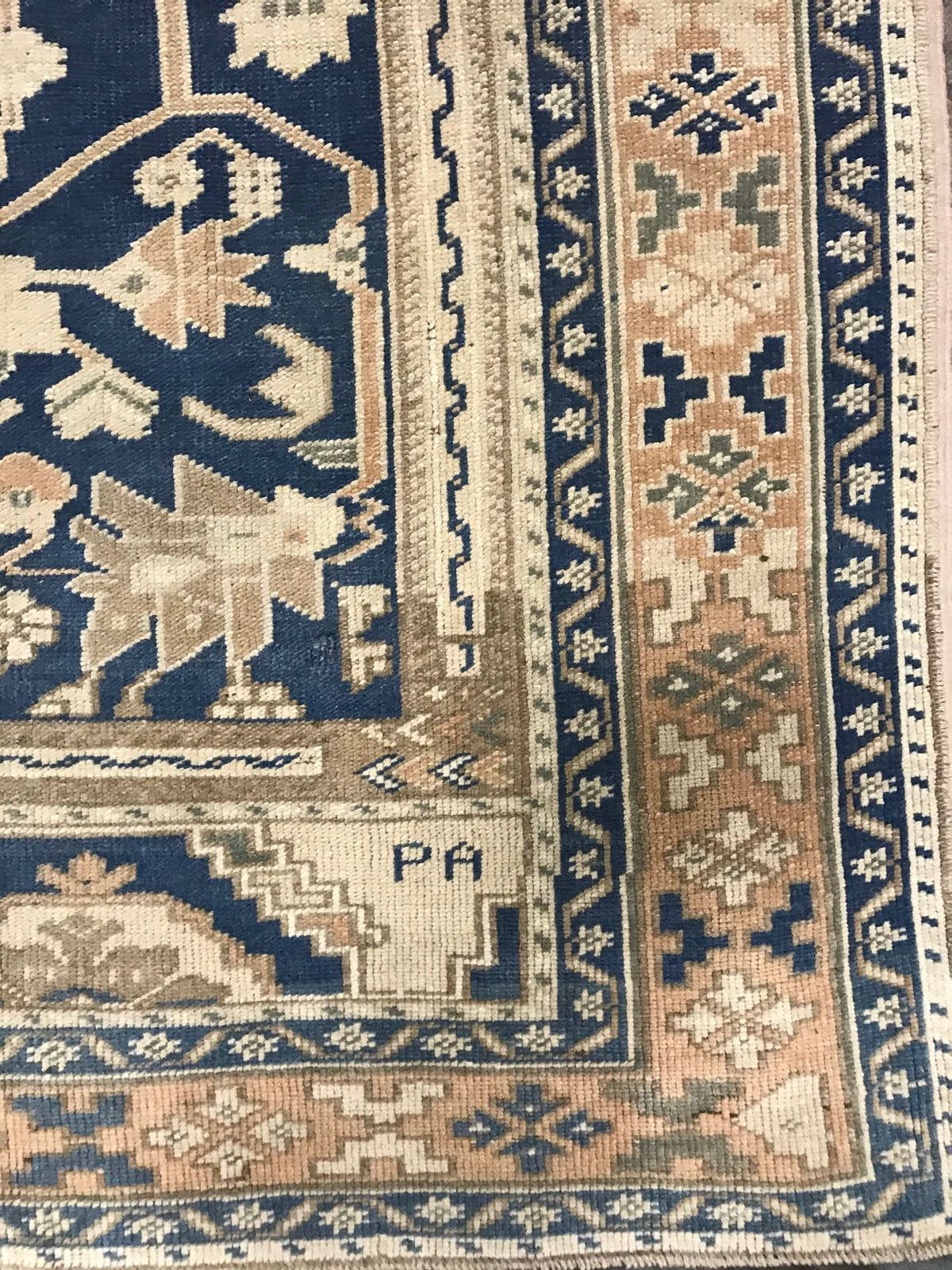 6x10 Blue and Beige Turkish Tribal Rug