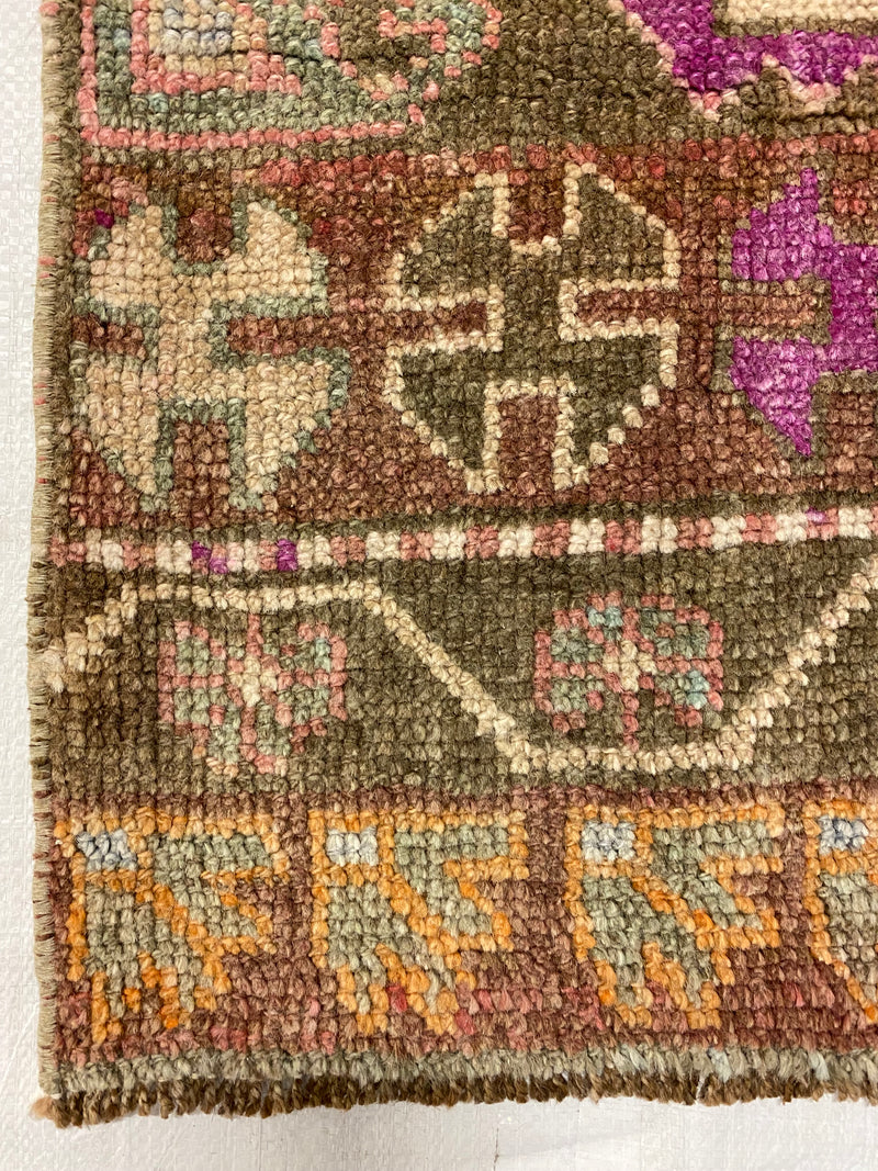 3x12 Brown and Pink Turkish Tribal Runner