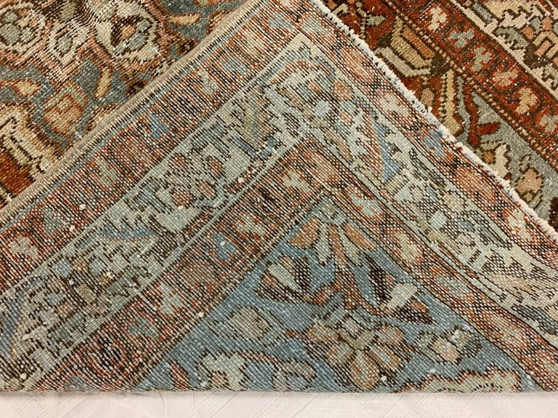 Vintage Handmade 3x14 Brown and Ivory  Persian Farahan Distressed Area Runner