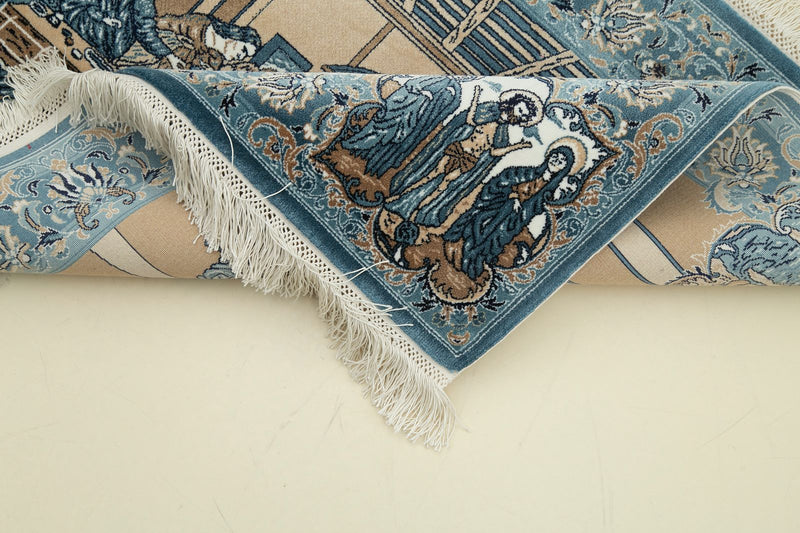 2x3 Blue and Multicolor Turkish Antep Rug