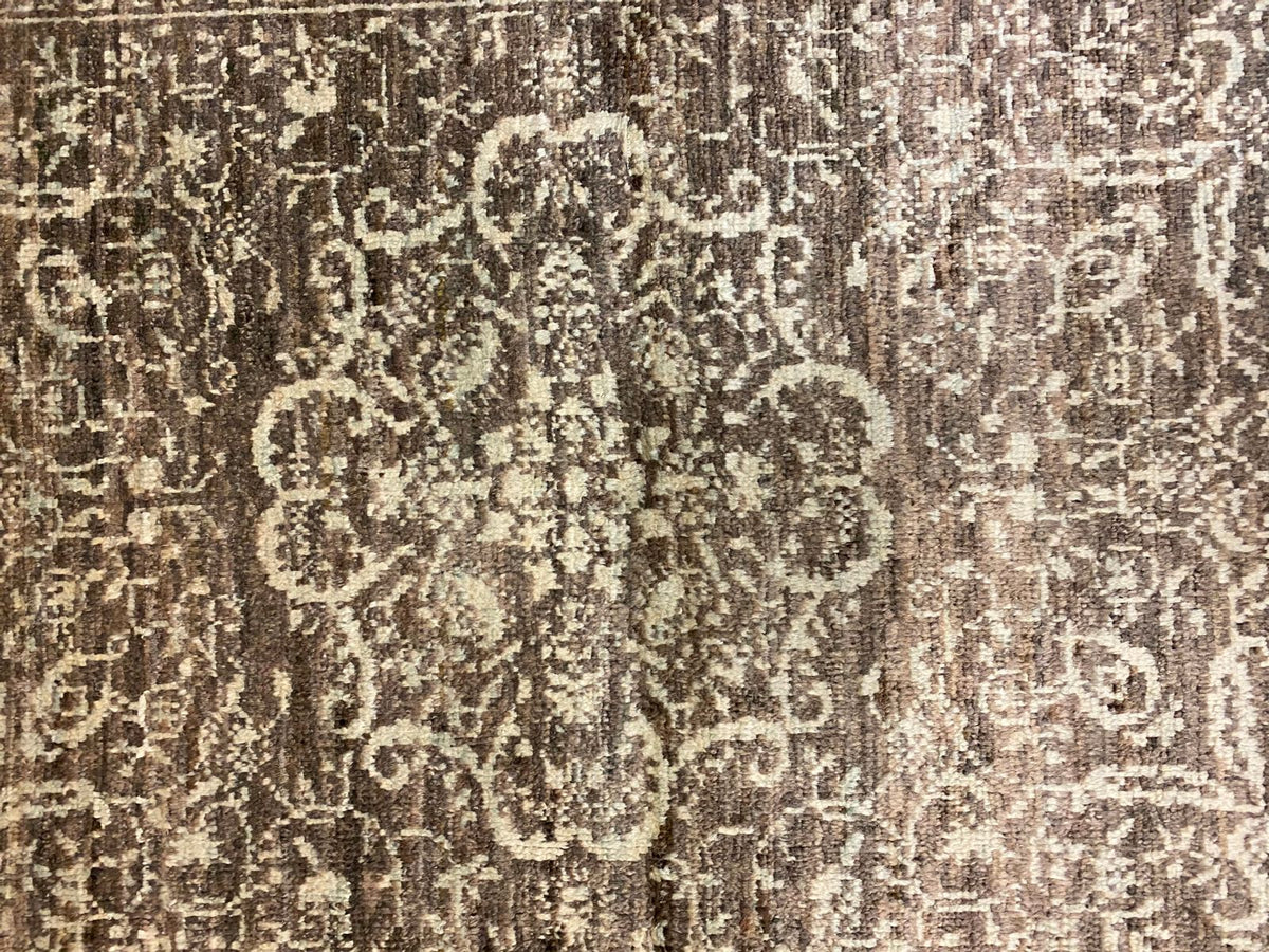 4x6 Brown and Ivory Anatolian Tribal Rug