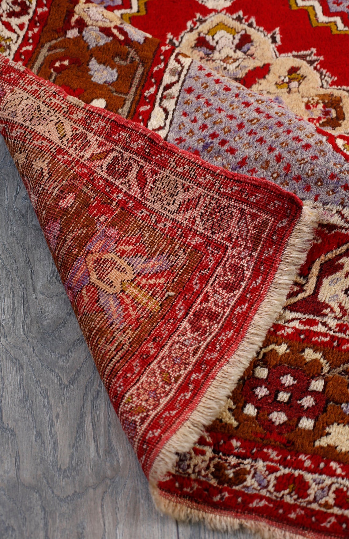 4x5 Red and Brown Turkish Tribal Rug