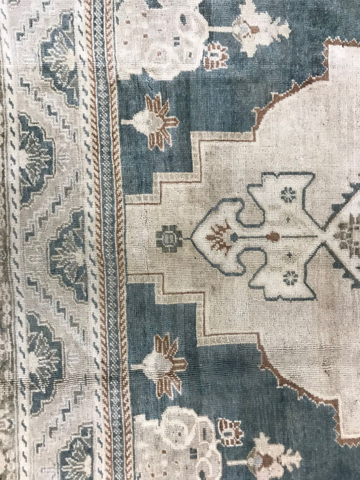 6x11 Green and Beige Turkish Tribal Rug