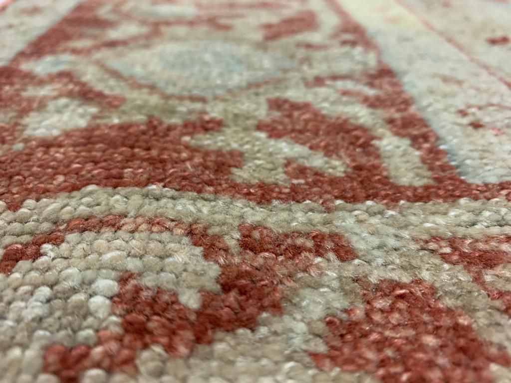 5x7 Blue and Red Turkish Oushak Rug