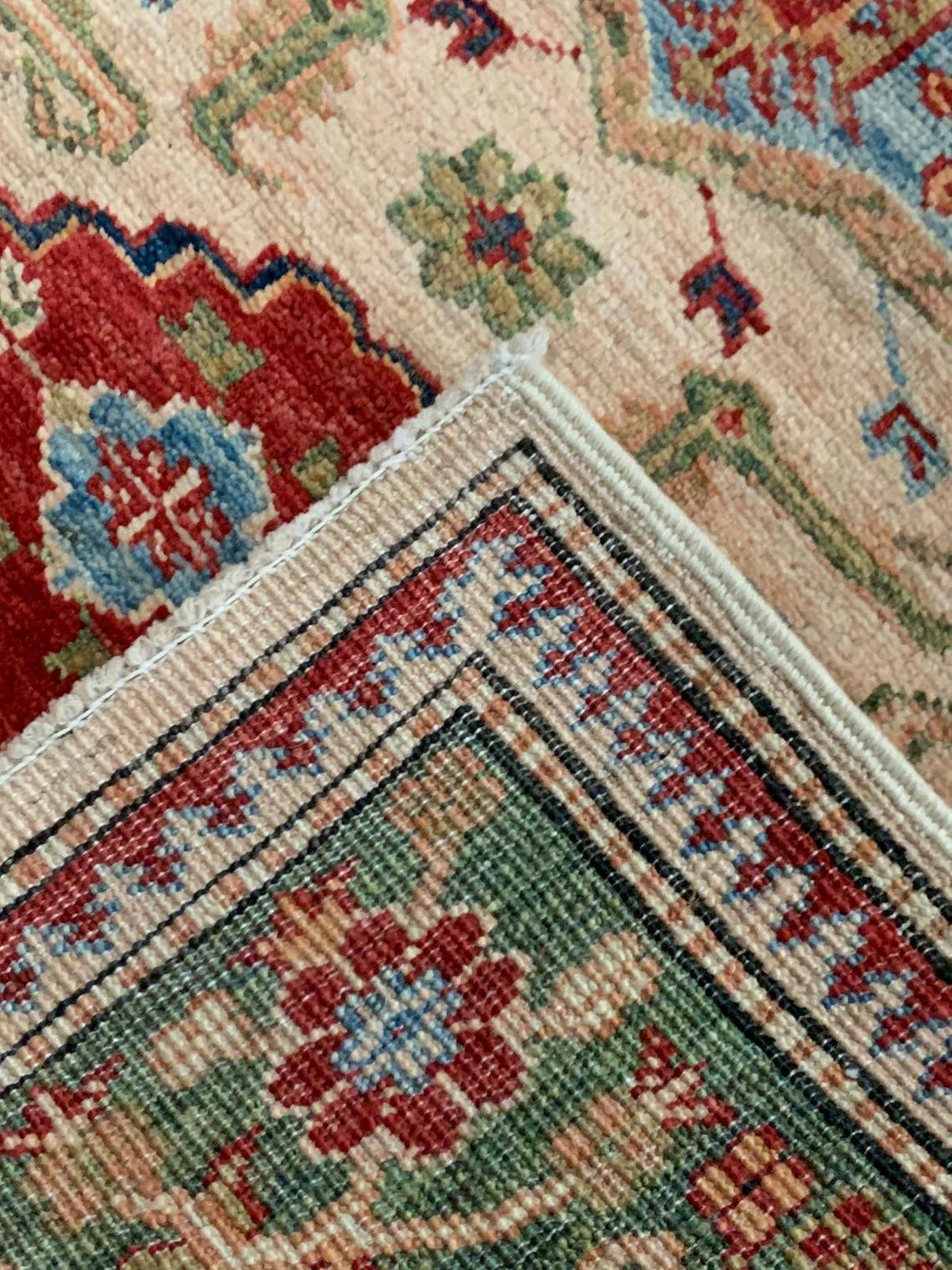 3x4 Ivory and Green Turkish Oushak Rug