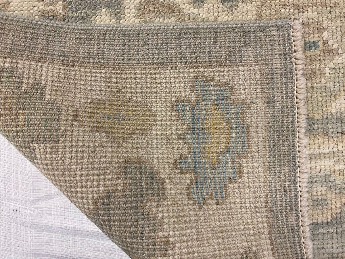3x10 Blue and Ivory Turkish Oushak Runner
