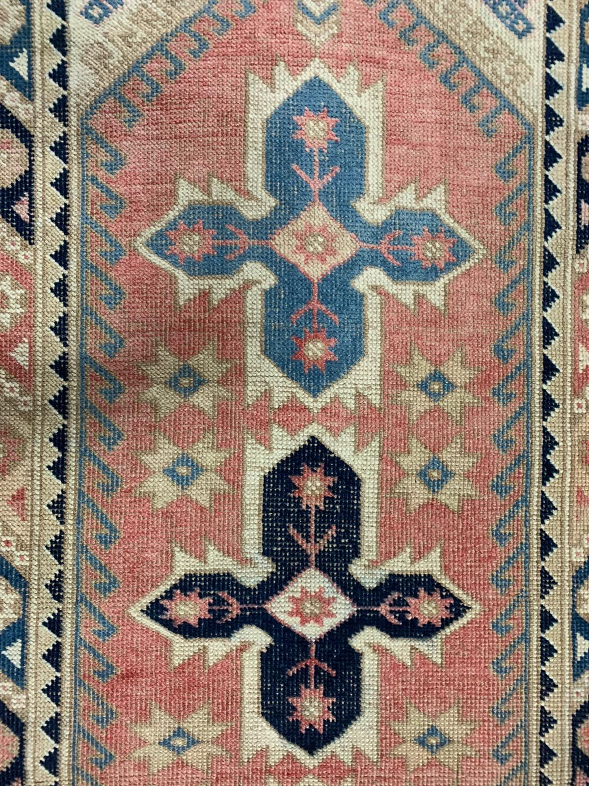 2x9 Pink and Navy Turkish Tribal Runner