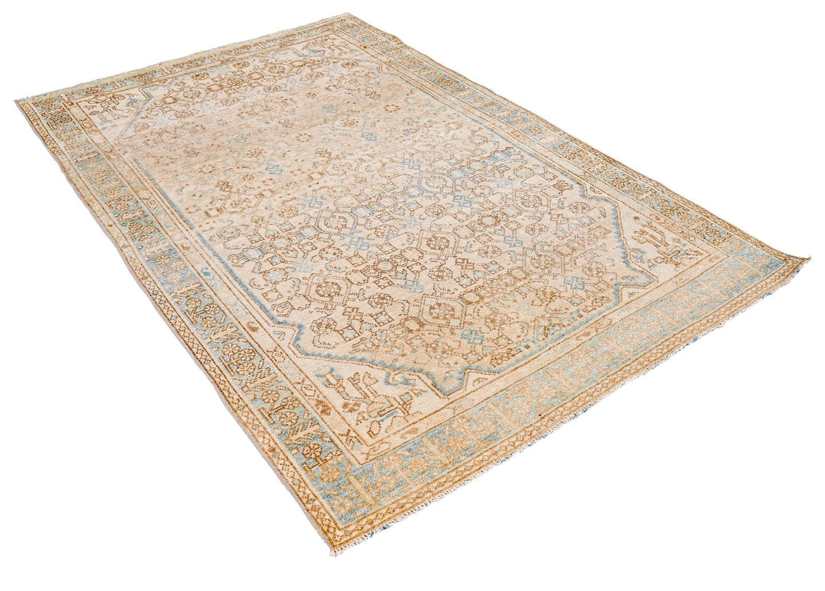 4x7 Beige and Blue Persian Rug