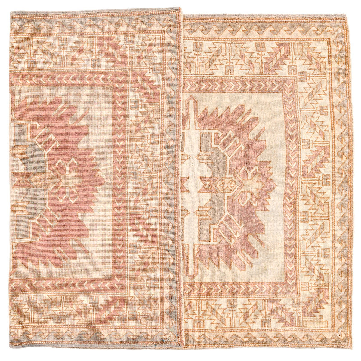 4x7 Beige and Brown Anatolian Tribal Rug