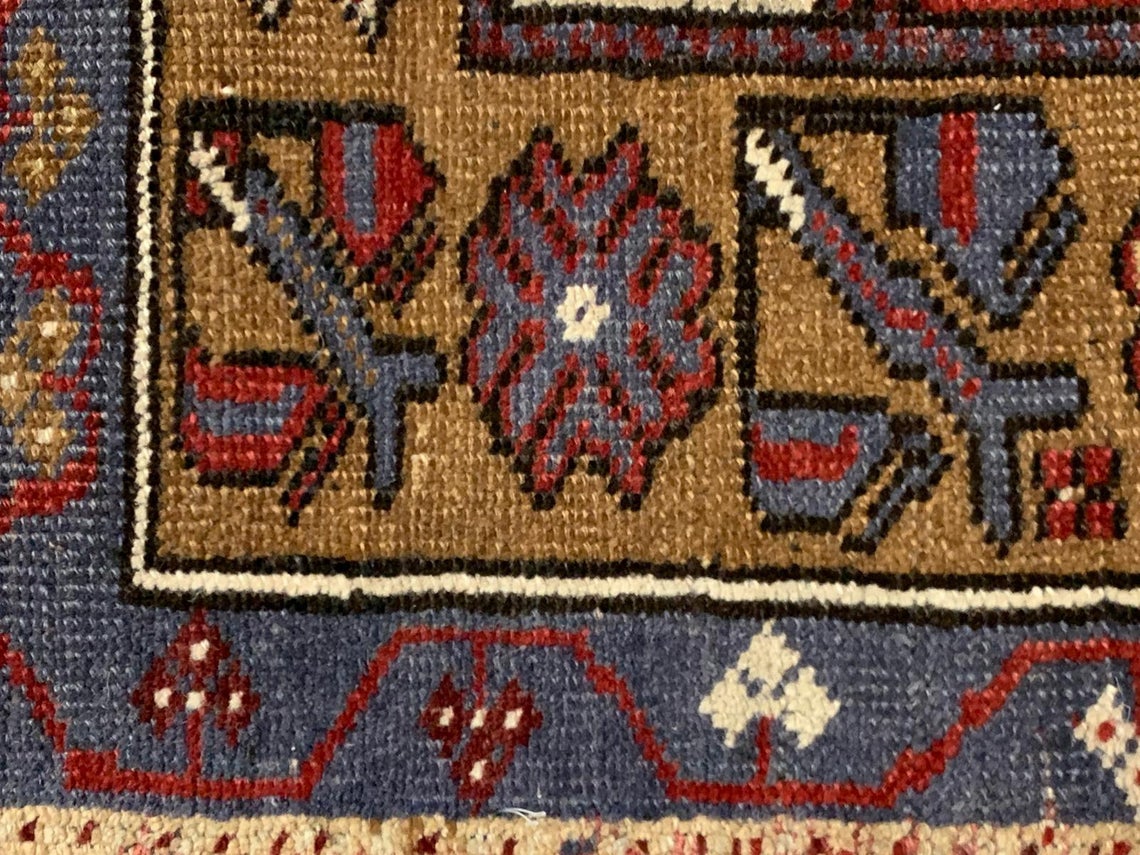 3x5 Red and Green Turkish Tribal Rug