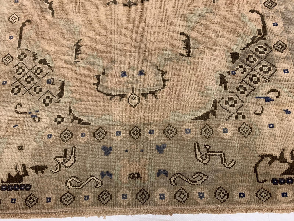 6x10 Ivory Turkish Tribal Rug