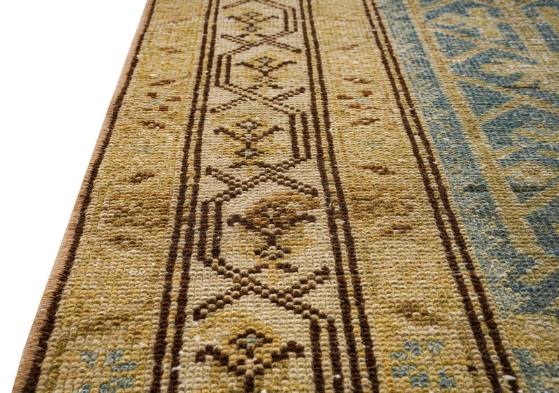 3x17 Green and Beige Persian Tribal Runner