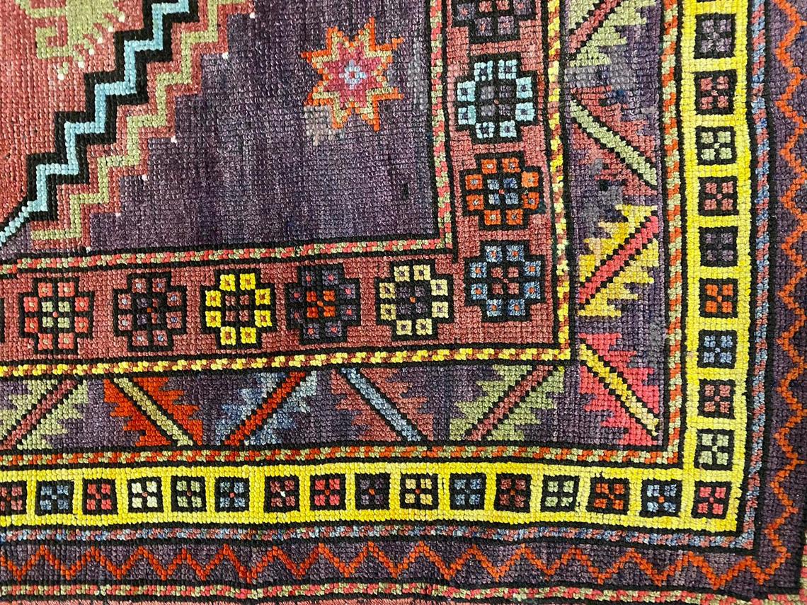 5x7 Red and Purple Turkish Tribal Rug