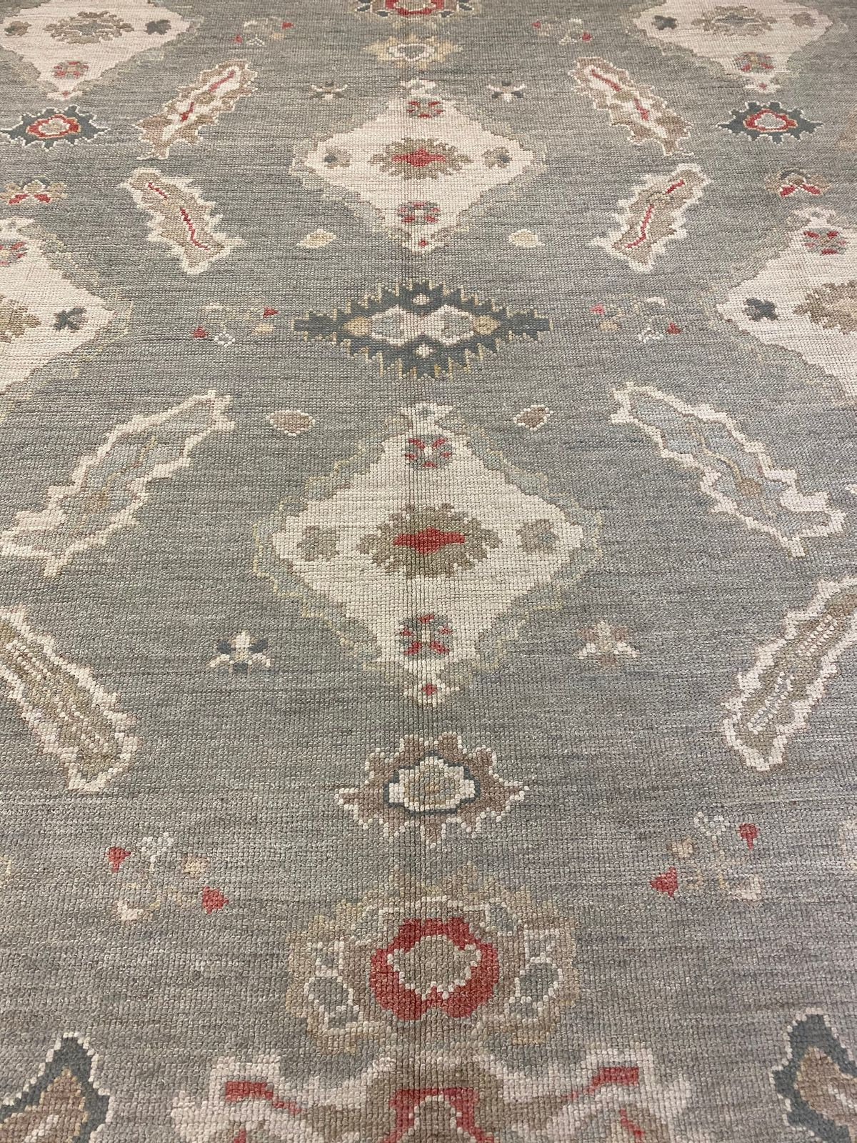 9x10 Gray and Ivory Turkish Oushak Rug