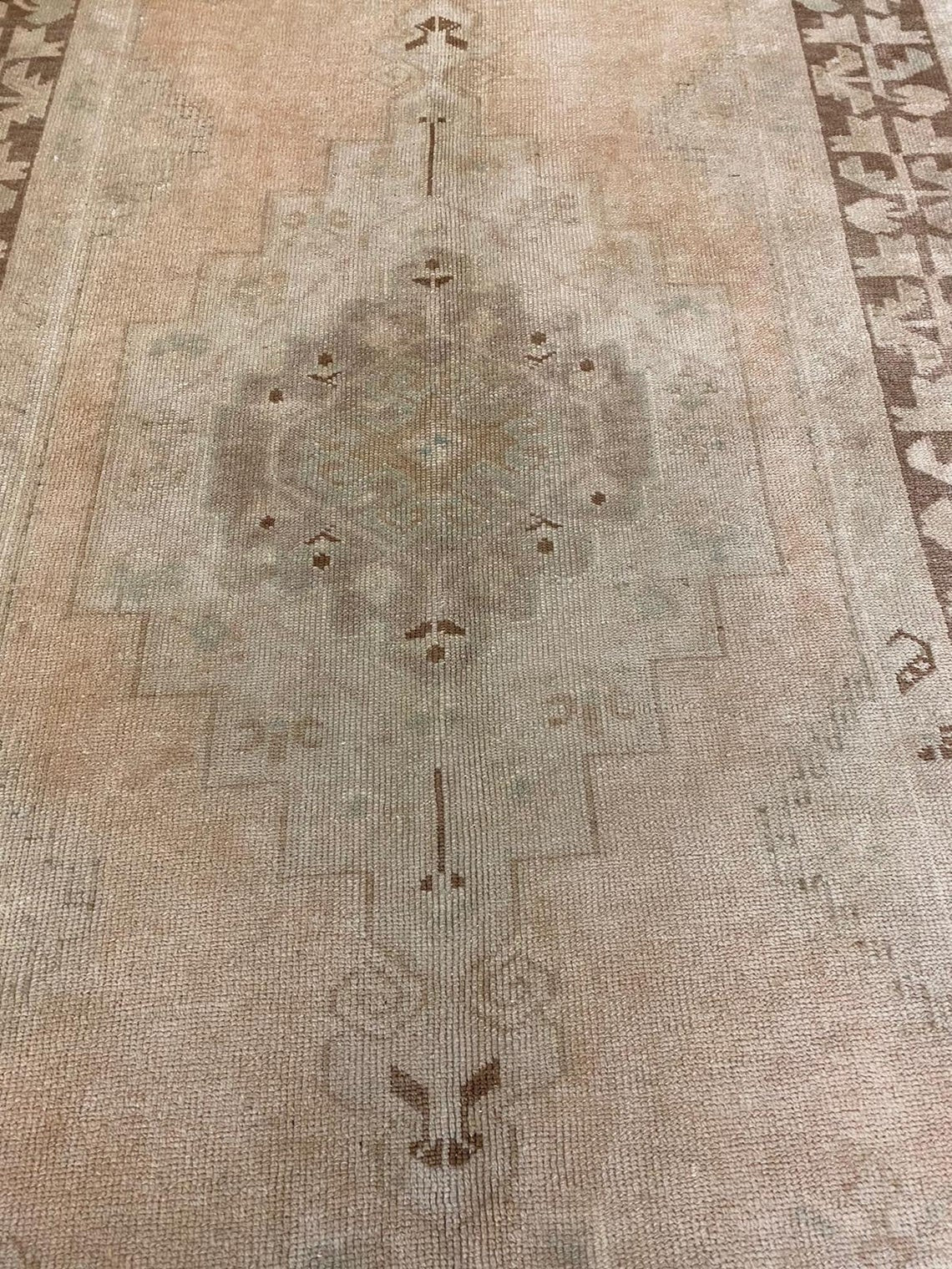 4x9 Ivory and Brown Turkish Tribal Runner