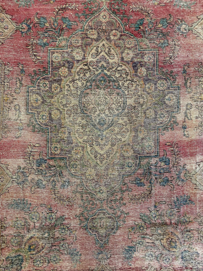 10x13 Pink and Beige Turkish Overdyed Rug