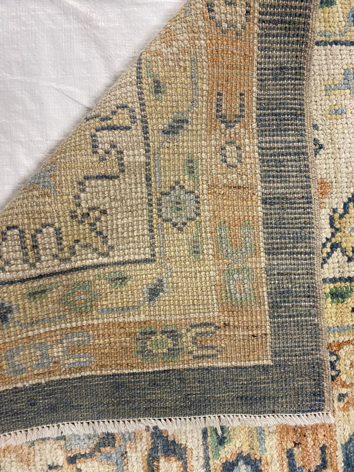 8x10 Blue and Ivory Turkish Oushak Rug