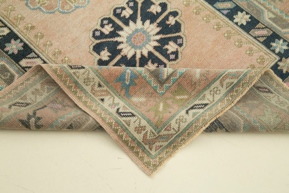 4x7 Pink and Navy Turkish Tribal Rug