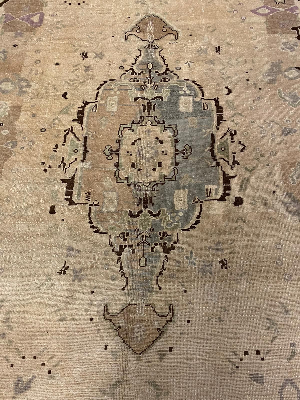 5x8 Ivory and Brown Turkish Tribal Rug