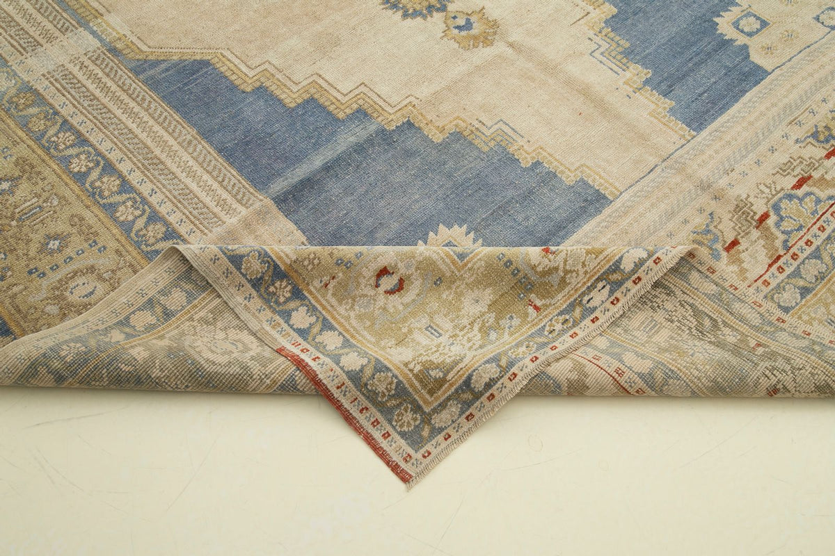 7x12 Peach and Green Turkish Tribal Rug