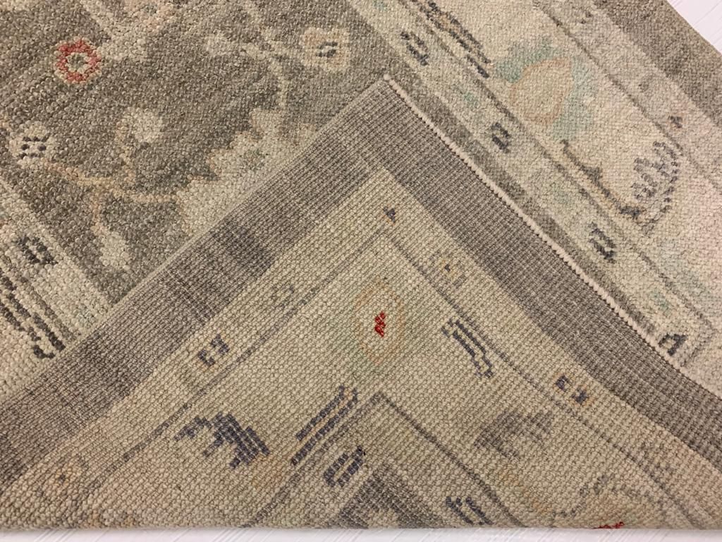 3x10 Gray and Ivory Turkish Oushak Runner
