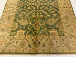 6x9 Green and Ivory Turkish Oushak Rug