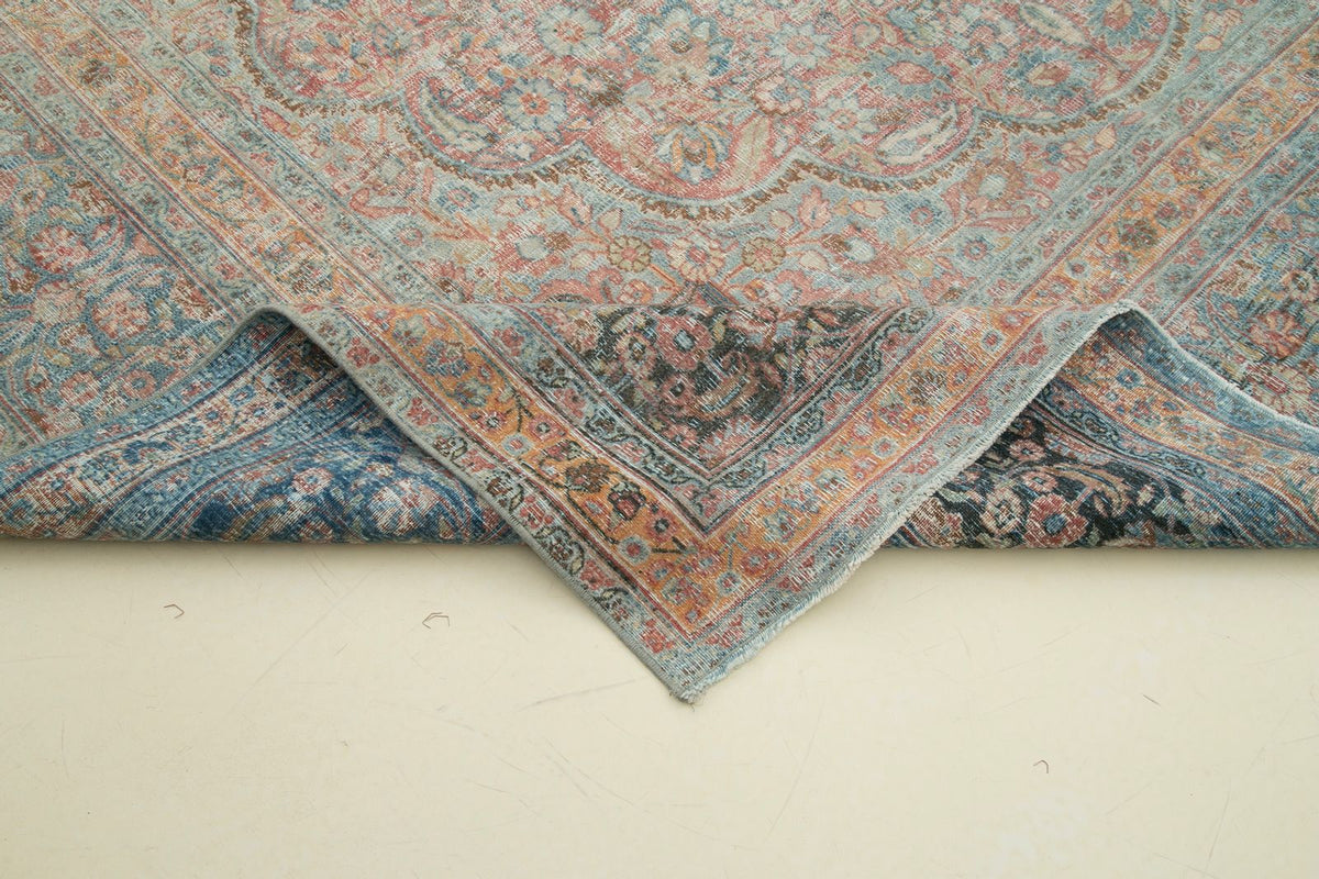8x12 Pink and Blue Persian Traditional Rug