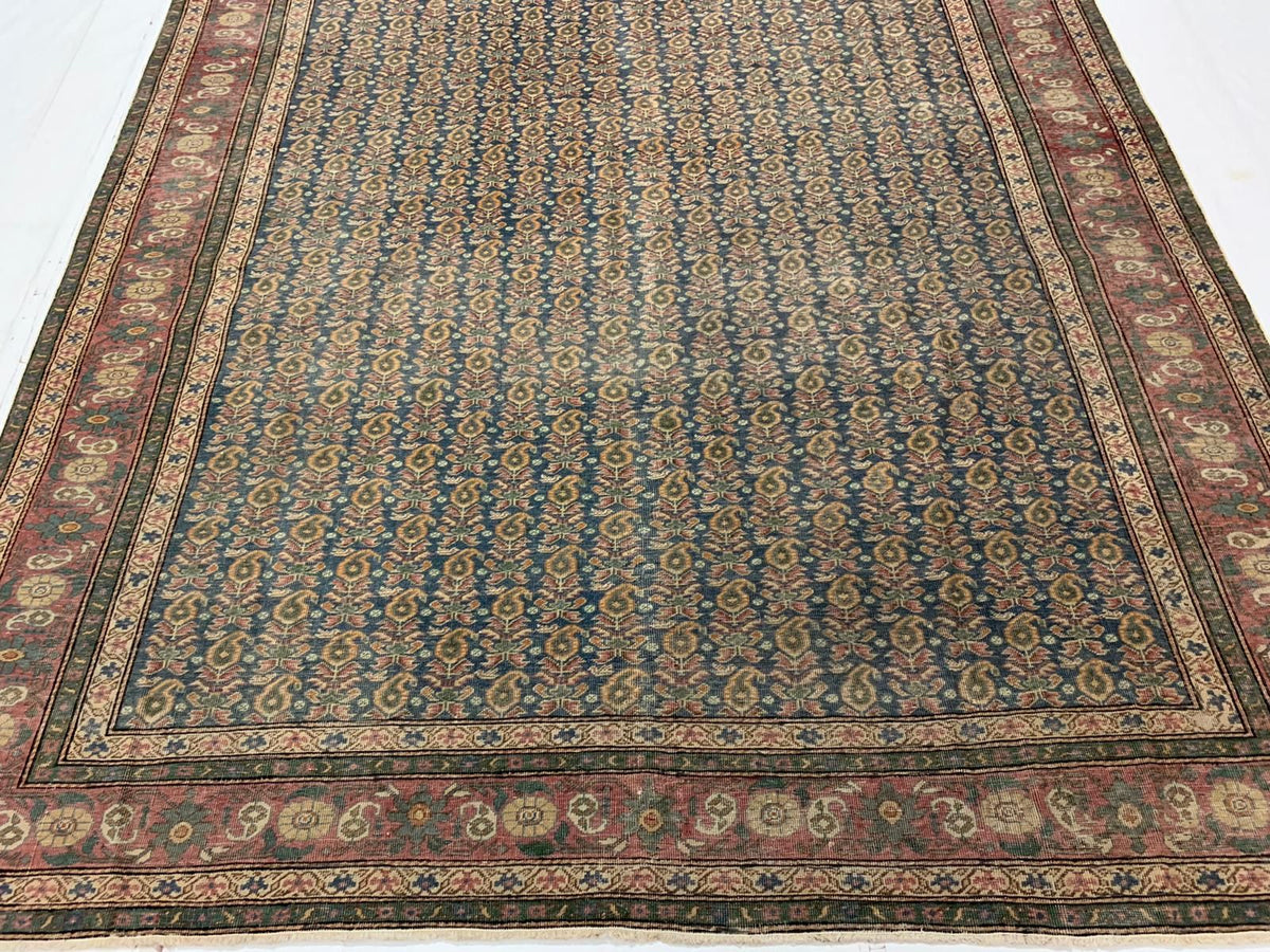 7x10 Navy and Red Turkish Traditional Rug