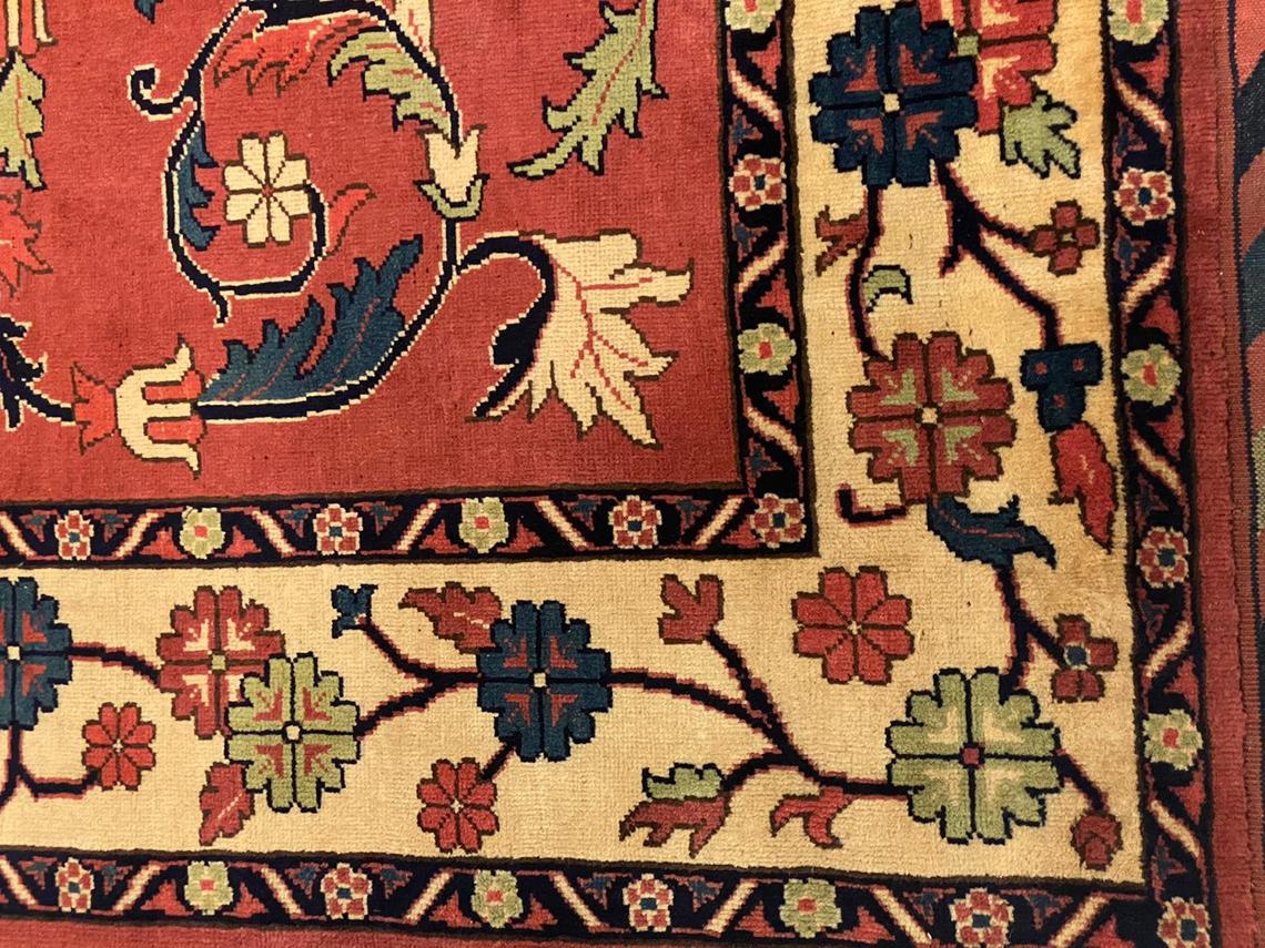 6x10 Red and Ivory Turkish Tribal Rug