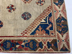 6x8 Ivory and Navy Kazak Tribal Rug