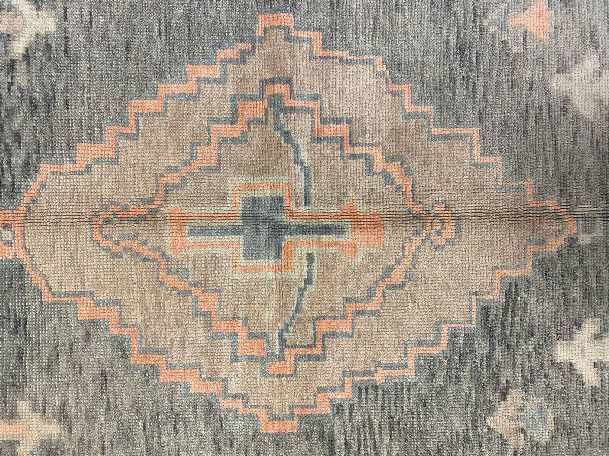 6x8 Gray and Beige Turkish Oushak Rug