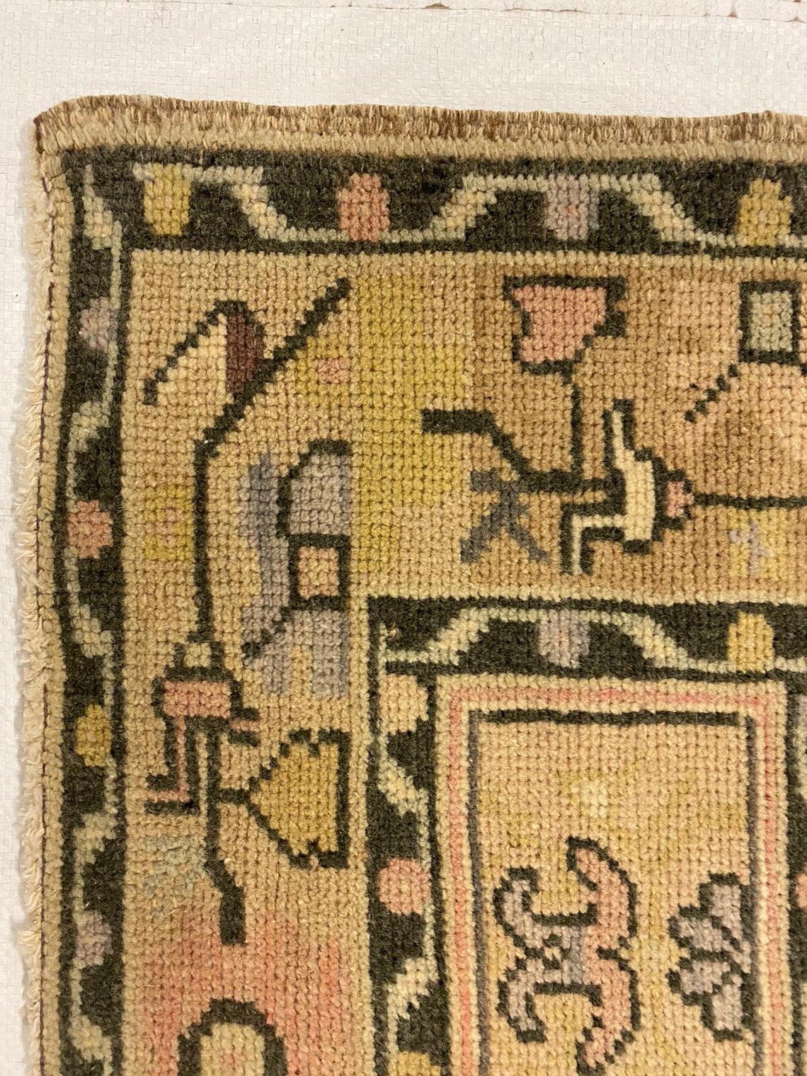 3x10 Ivory and Pink Turkish Tribal Runner