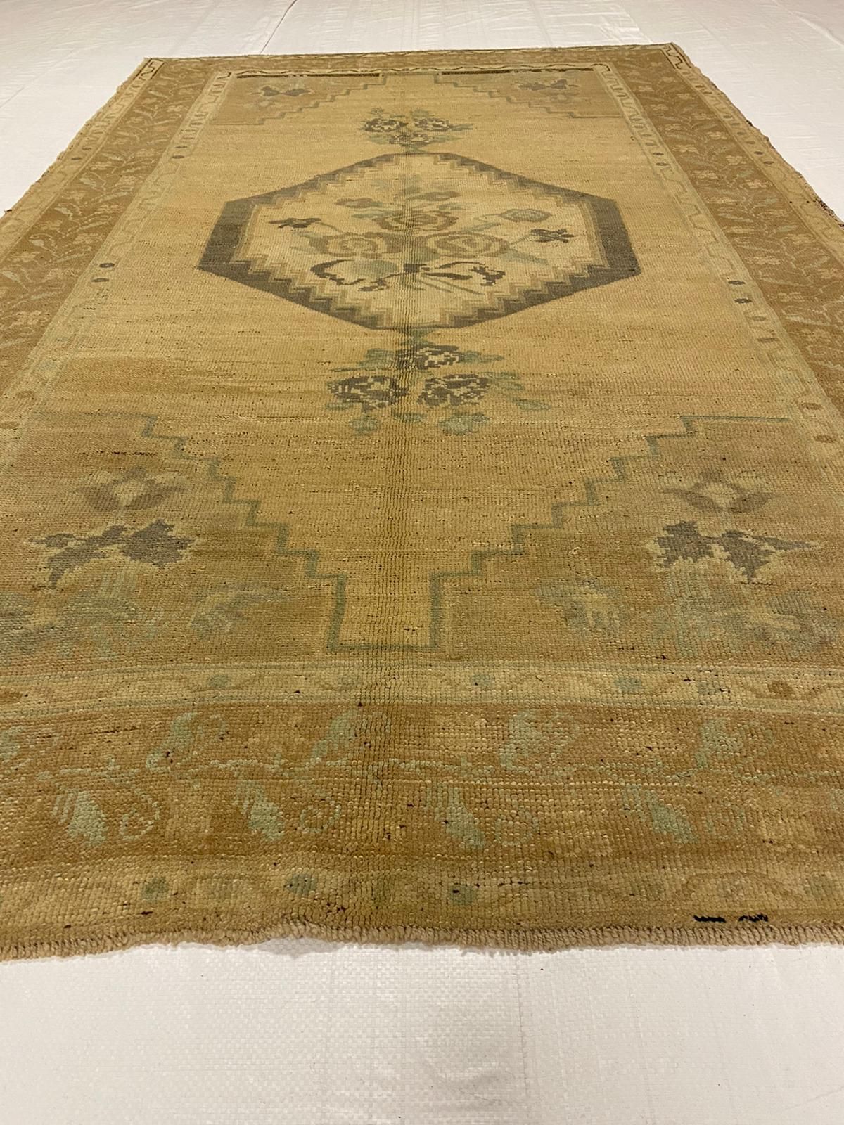 5x9 Brown and Green Turkish Tribal Rug