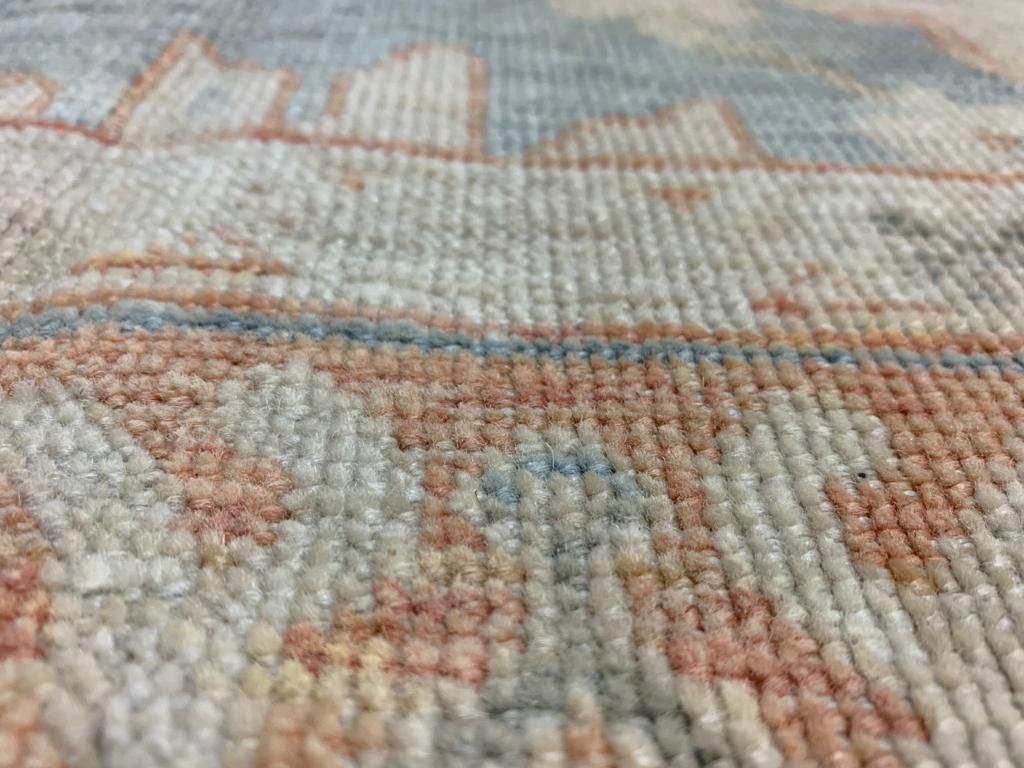 8x10 Light Blue and Rust Turkish Oushak Rug