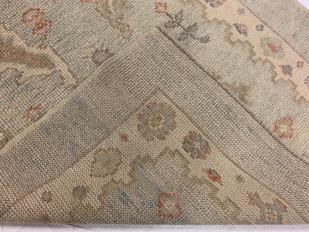 3x12 Light Blue and Beige Turkish Oushak Runner
