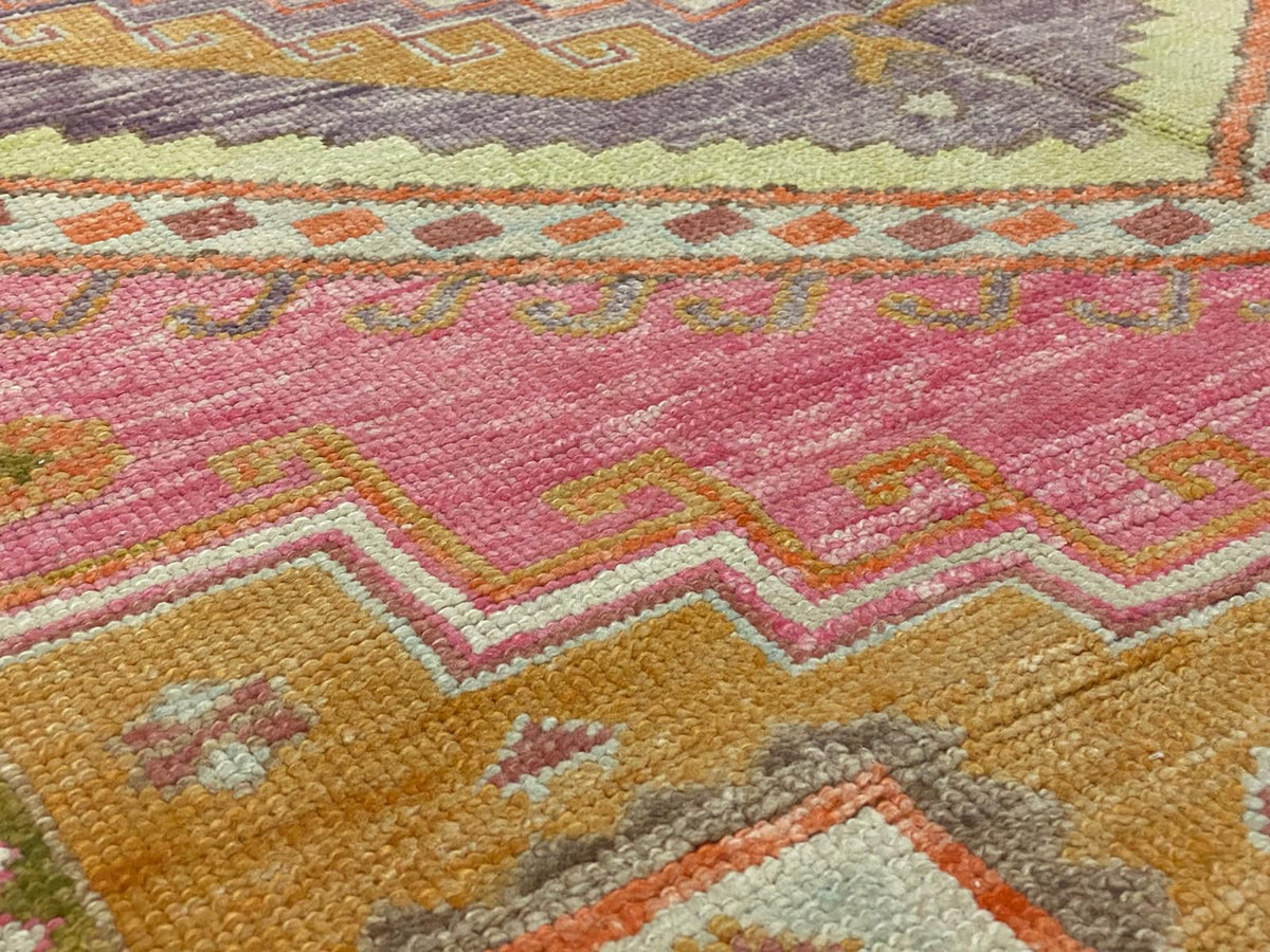 6x9 Pink and Ivory Turkish Oushak Rug