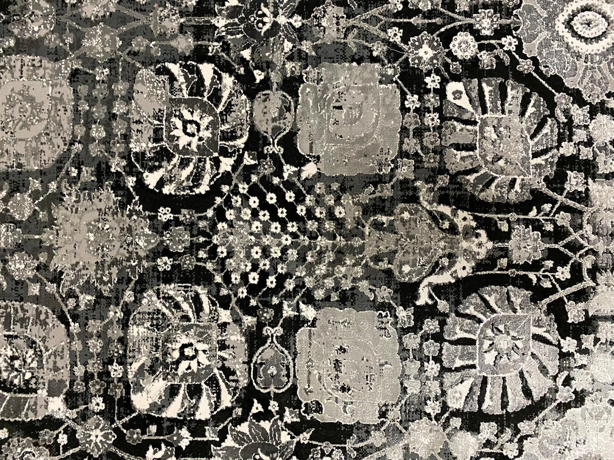 8x11 Black and White Turkish Antep Rug