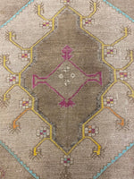 3x12 Beige and Brown Turkish Tribal Runner