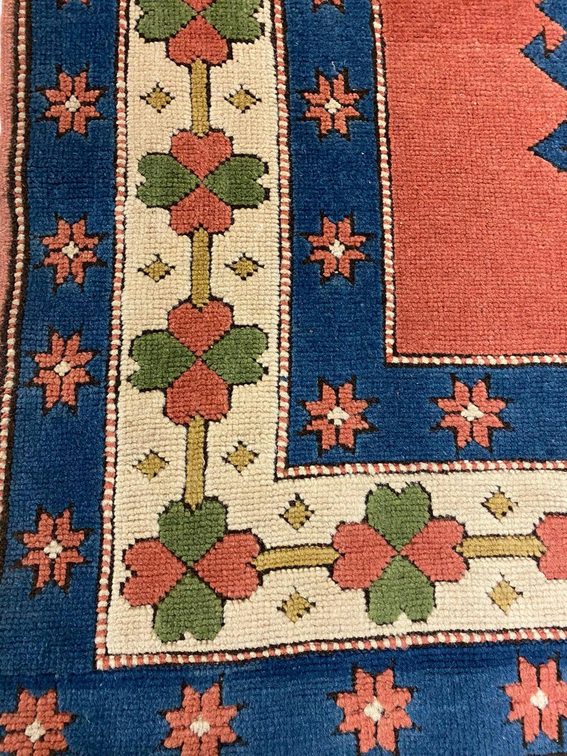 6x7 Red and Blue Turkish Tribal Rug