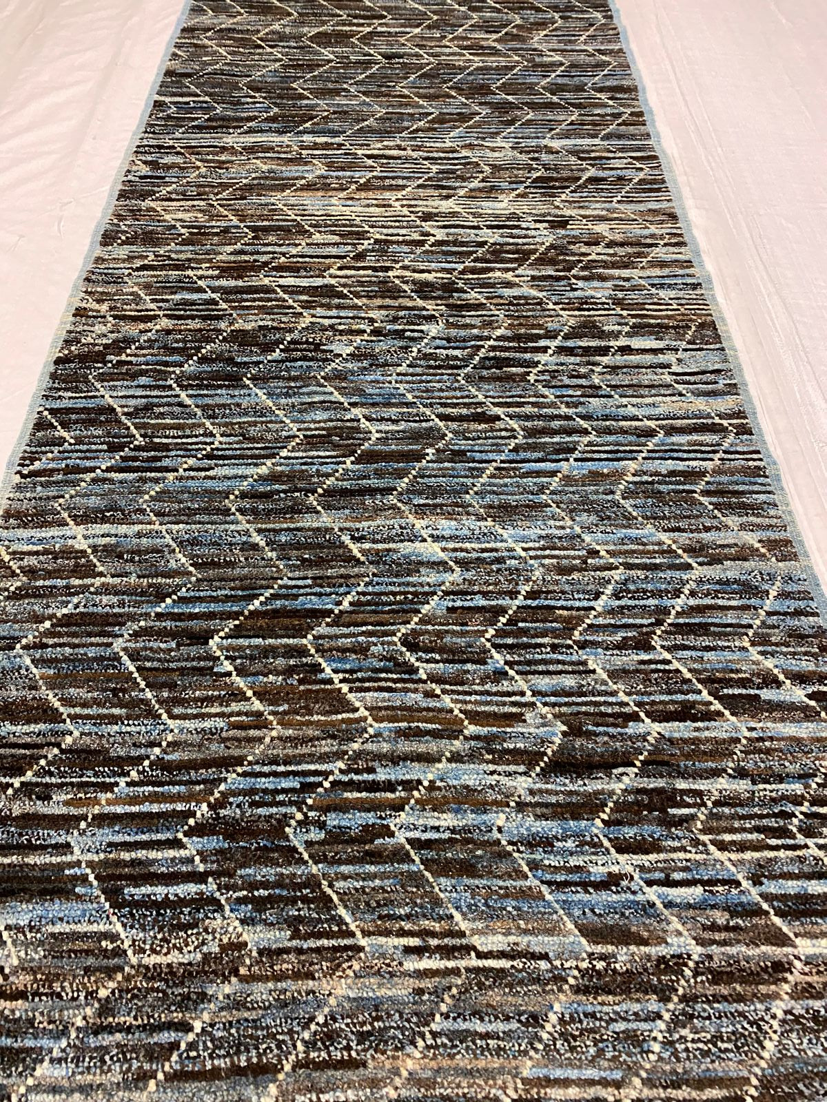 3x10 Blue and Brown Modern Contemporary Runner