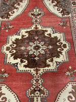 5x7 Red and Ivory Turkish Tribal Rug