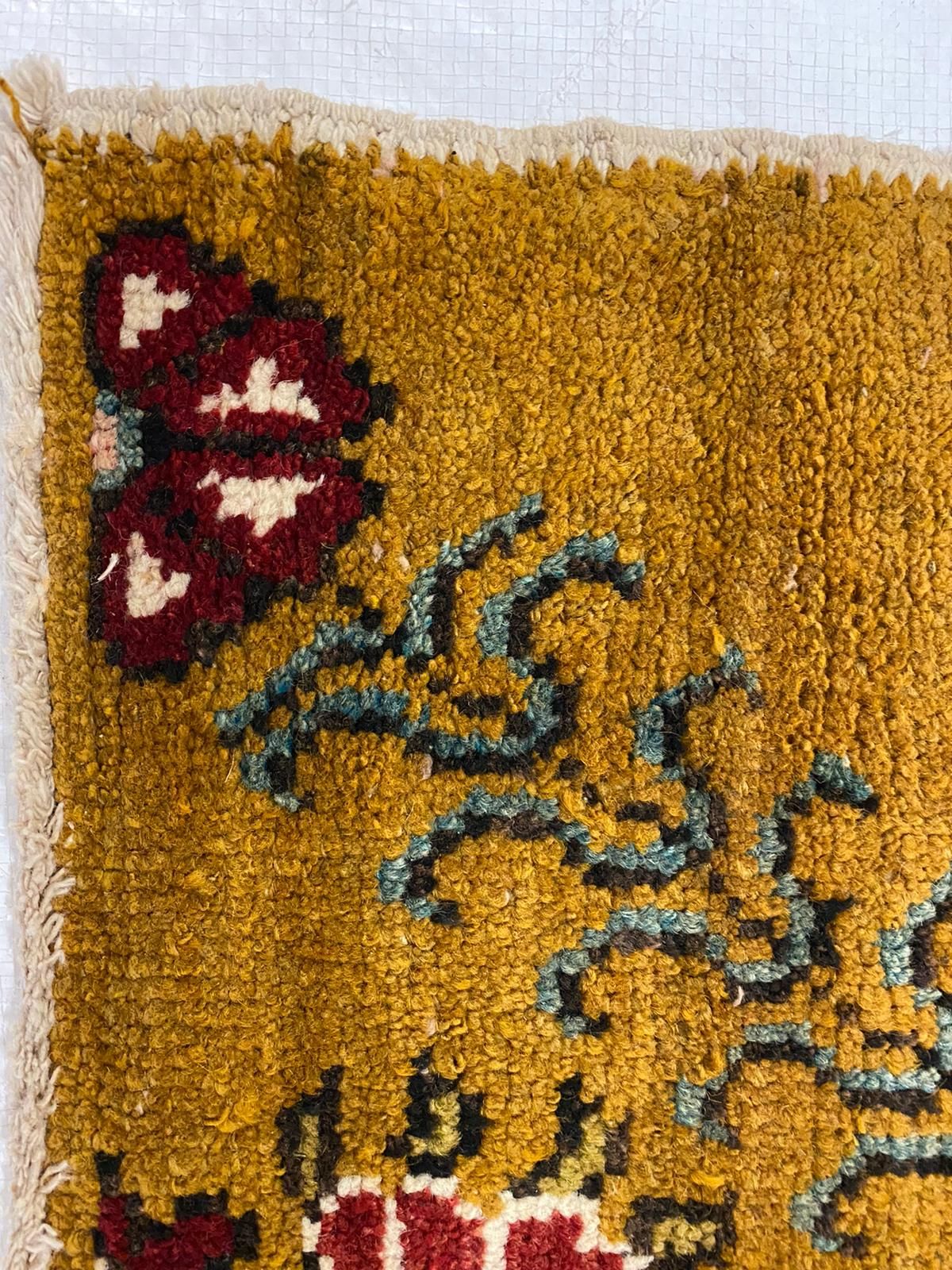 4x9 Gold and Ivory Turkish Tribal Rug