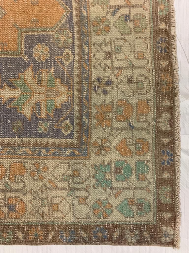 4x8 Orange and Ivory Turkish Tribal Runner