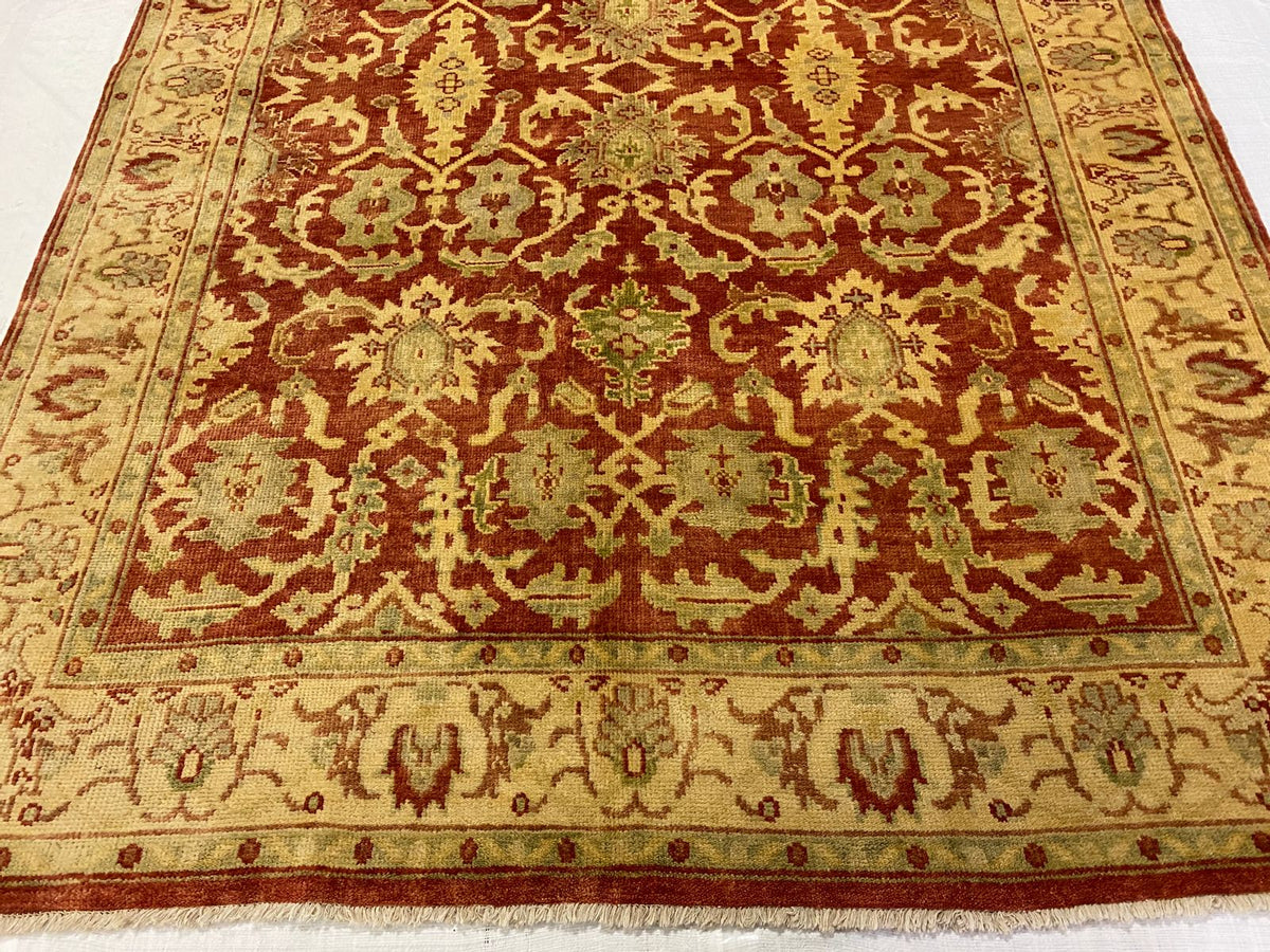 6x9 Red and Gold Turkish Oushak Rug