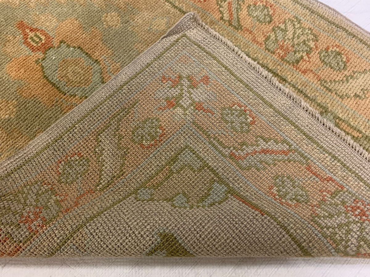 3x12 Beige and Green Turkish Oushak Runner